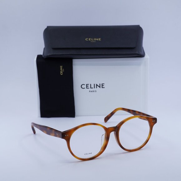Celine CL50008F 053 Round Eyeglasses 52mm - Havana - Picture 1 of 9